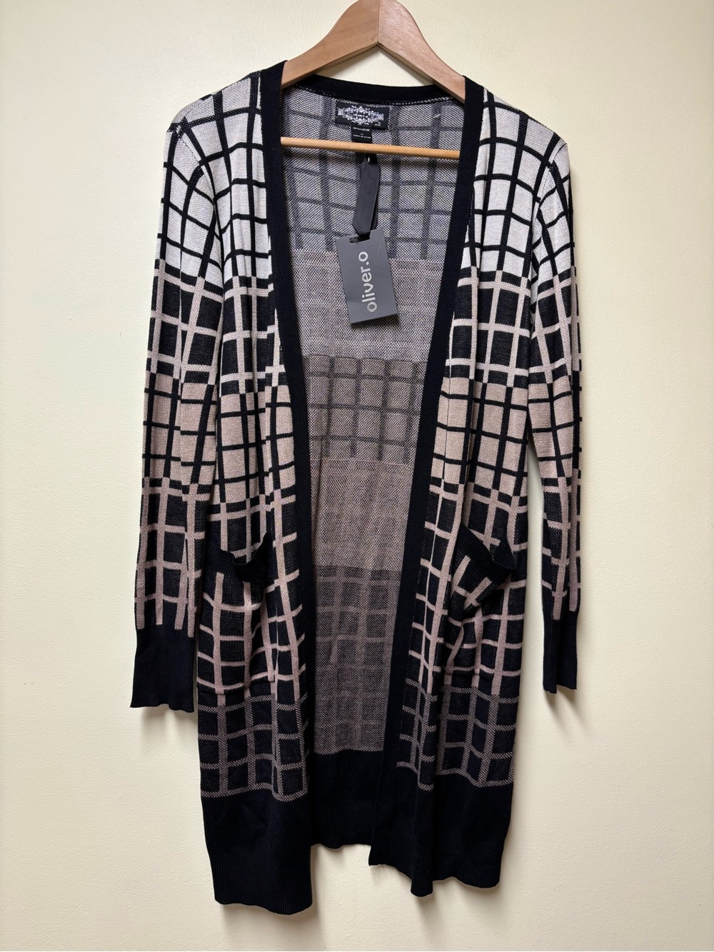 Oliver.O Colorblock Cardigan Black Beige White Small NWT